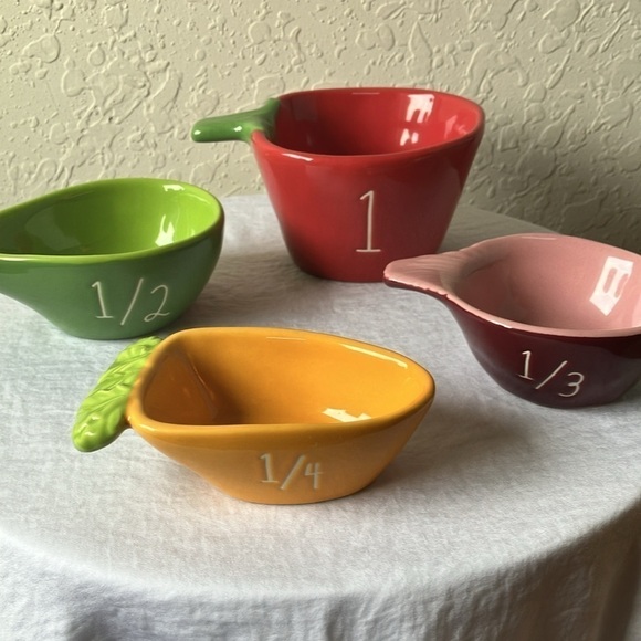 Rae Dunn: Ceramic Vegetable Measuring Cups- 1/4, 1/3, 1/2, 1 cups - Picture 13 of 16